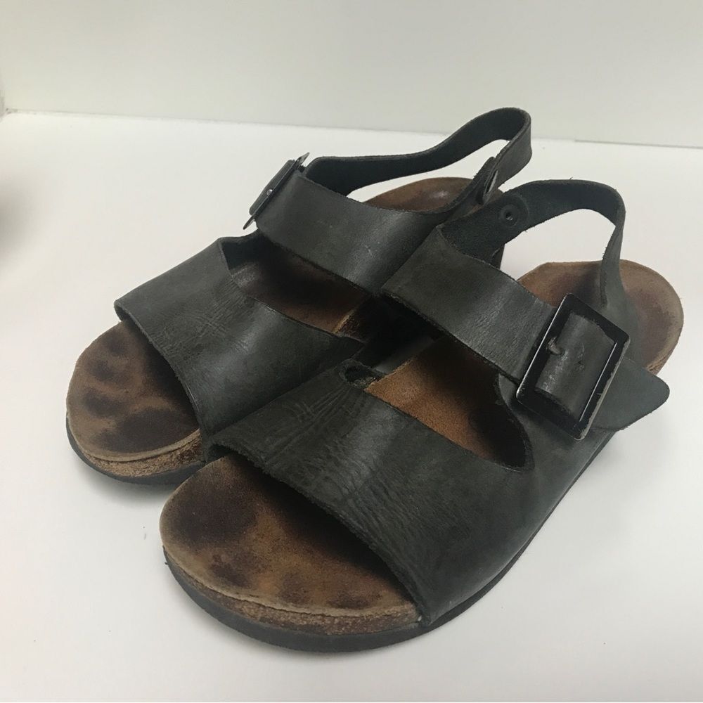 1990's Vintage Birkenstock Milano Sandals – Black Leather, Made in Germany (37)